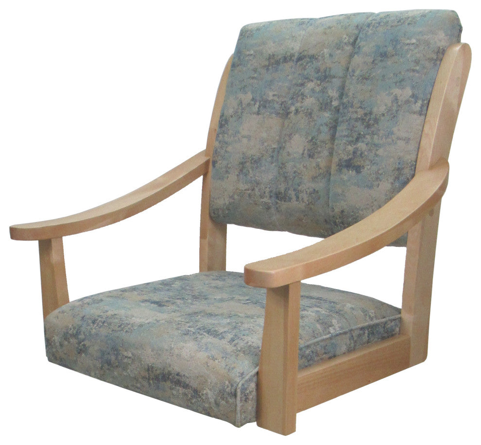 Swivel Counter Wood Bar Stool Casa on S-Base, Poet Sky on Natural, 26"