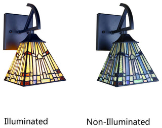 Kinsey Mission Tiffany-Style 1 Light Wall Sconce 6" Wide