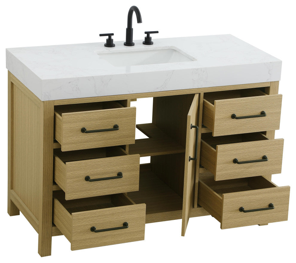 Home Living 48" Single Bathroom Vanity, Honey Brown