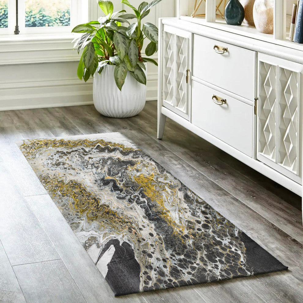 Kikiamo KK13 Graphite 2'3" x 7'6" Runner Rug