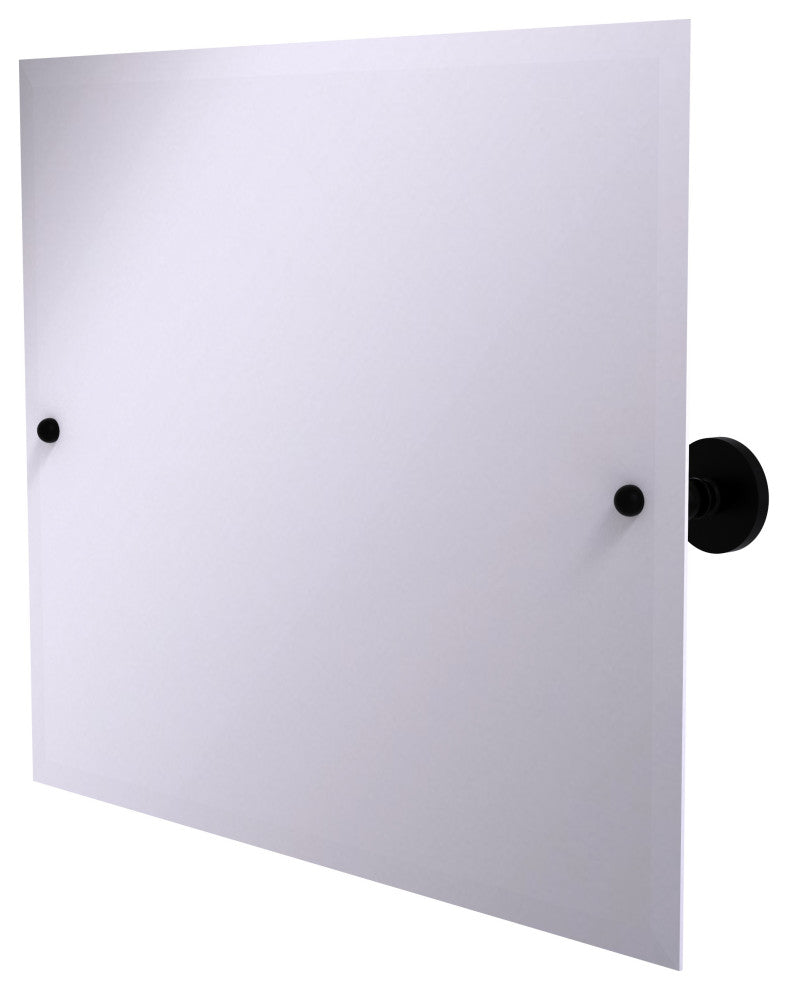 Frameless Landscape Beveled Edge Tilt Mirror, Matte Black