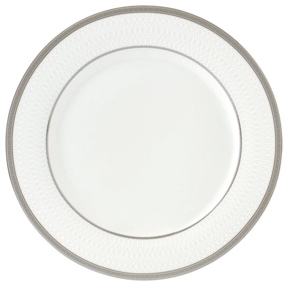 57 Piece Silver Border Porcelain Dinnerware Set-Service for 8-Ashley