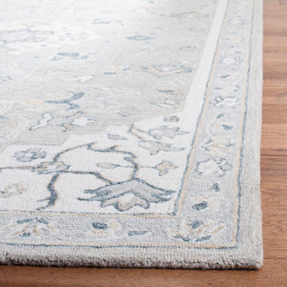 Safavieh Micro-Loop Collection MLP505 Rug, Light Grey/Ivory, 5' X 8'