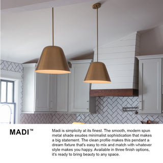Lark Madi 16" Medium Pendant Light, Lacquered Brass