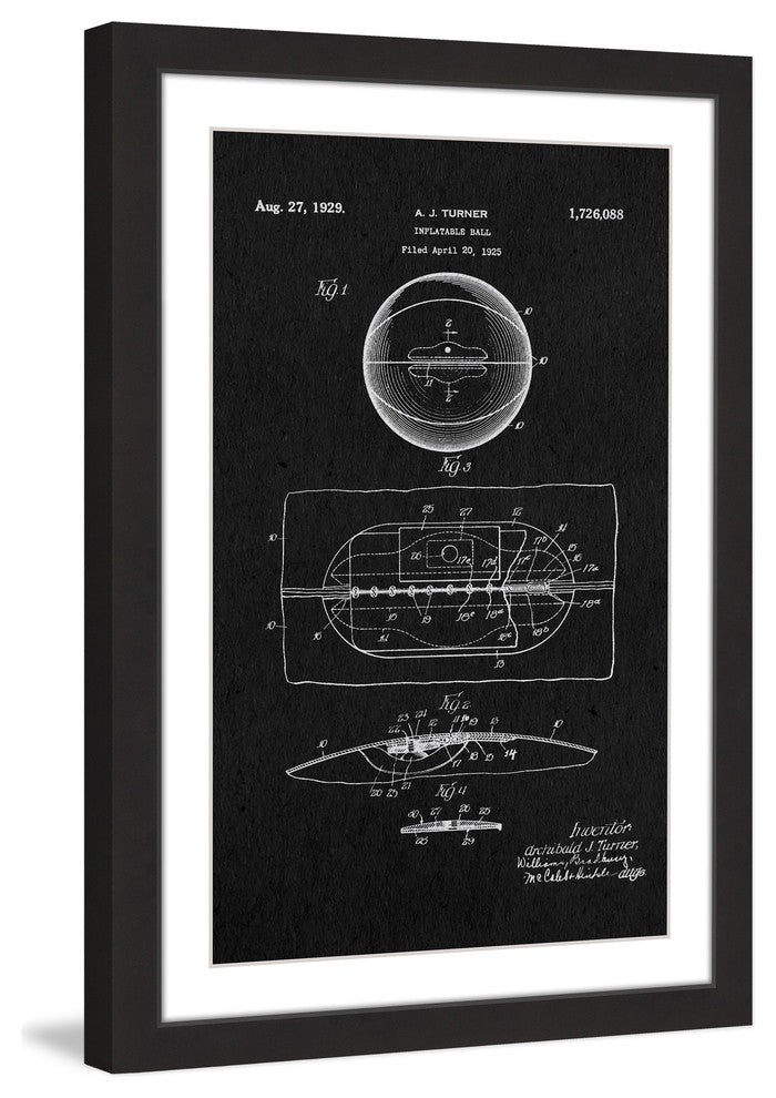 "Basketball 1925 Black Paper" Framed Painting Print