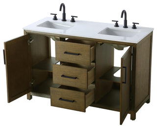 Home Living 54" Double Bathroom Vanity, Hazel Oak