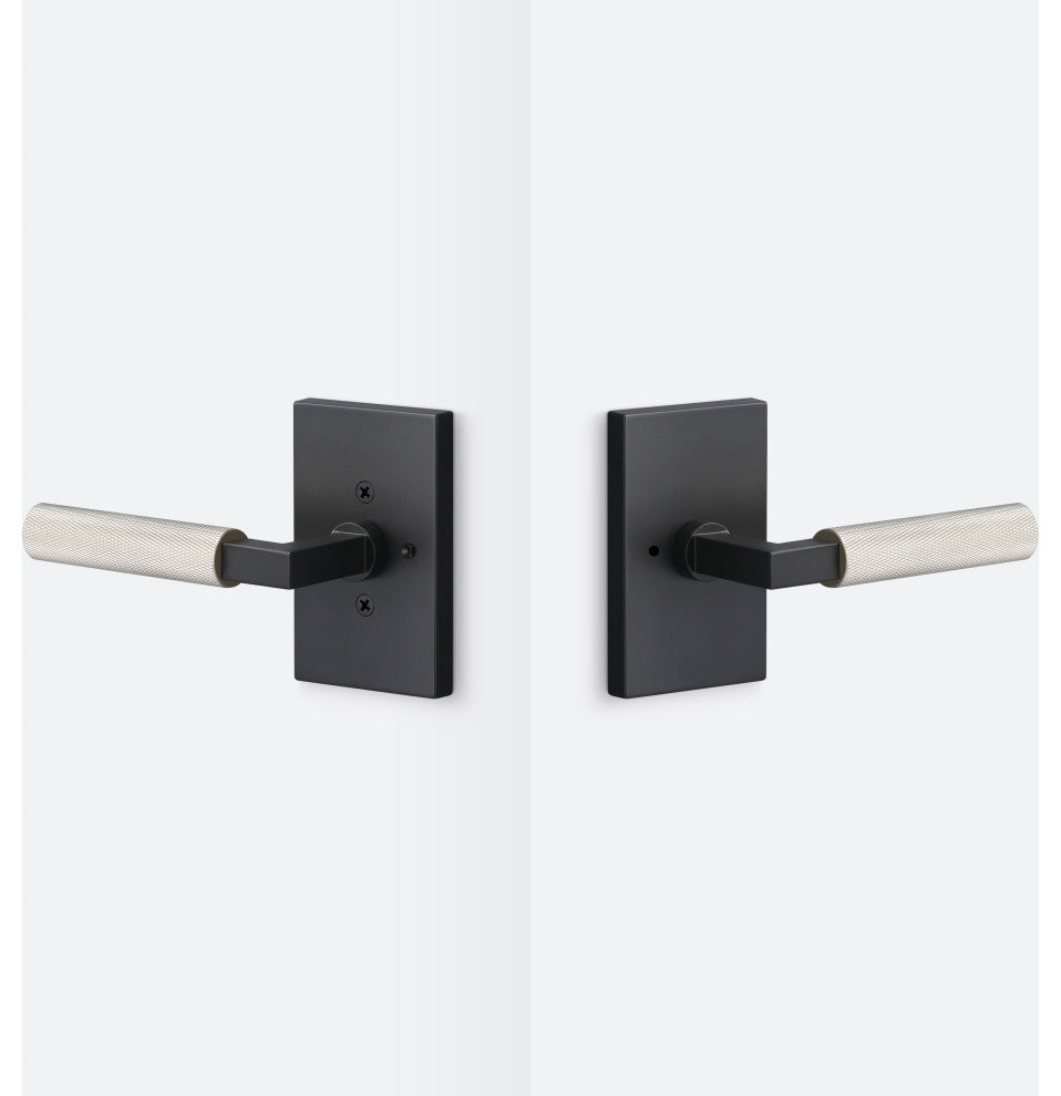 Levanto Privacy Rosette, Flat Black, Knurled Grip in Nickel