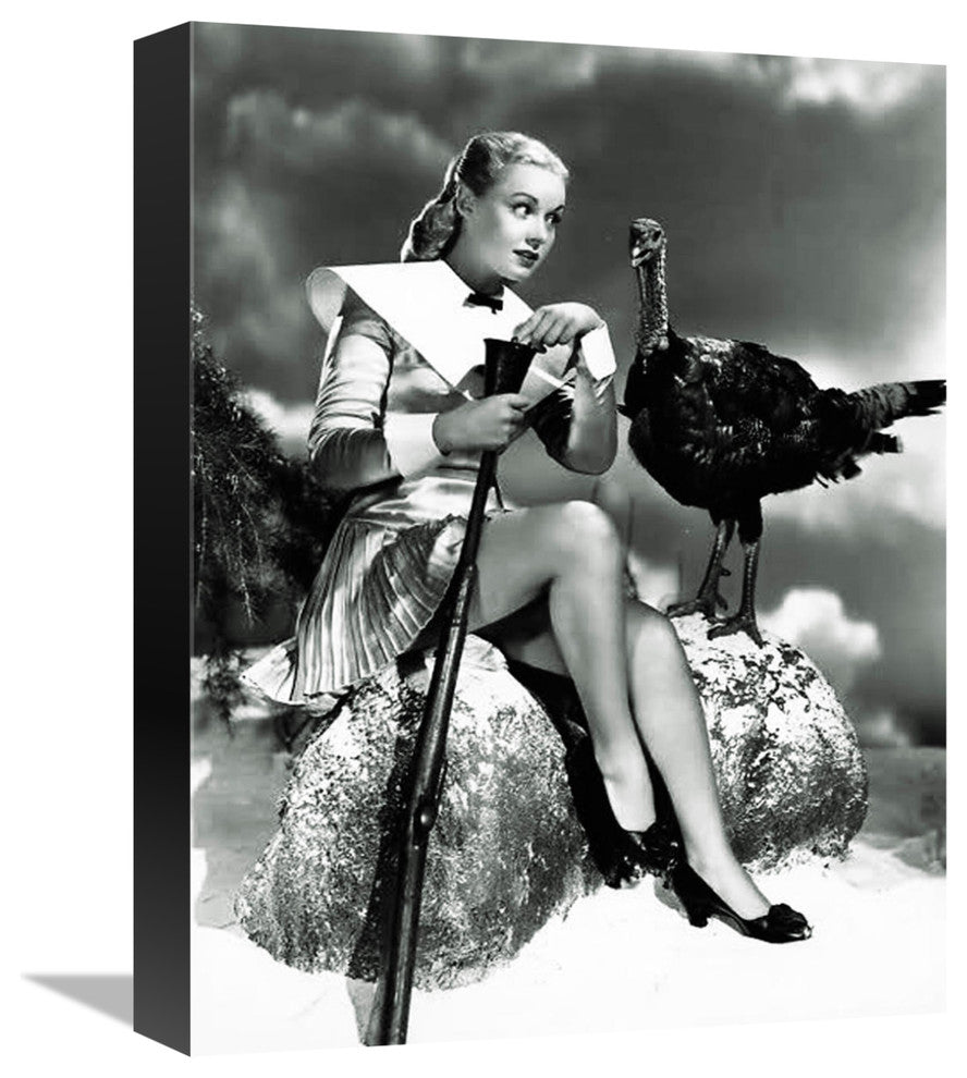 "Doris Day with a Thanksgiving Turkey" Canvas Giclee, 12"x16"