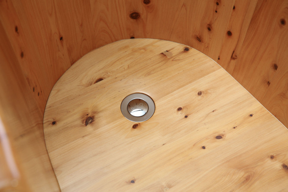 61" Free Standing Cedar Wood Bath Tub With Chrome Tub Filler
