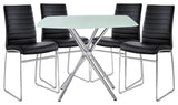 Modern Square Dining Glass and Upholstery, Black Set of 5