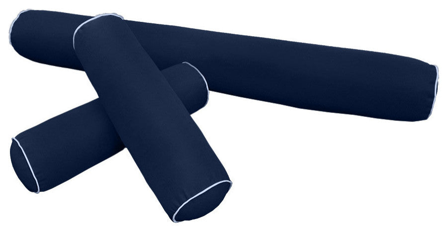 Style 6 Twin-XL Contrast Pipe Trim Bolster Pillow Outdoor Slip Cover ONLY AD101