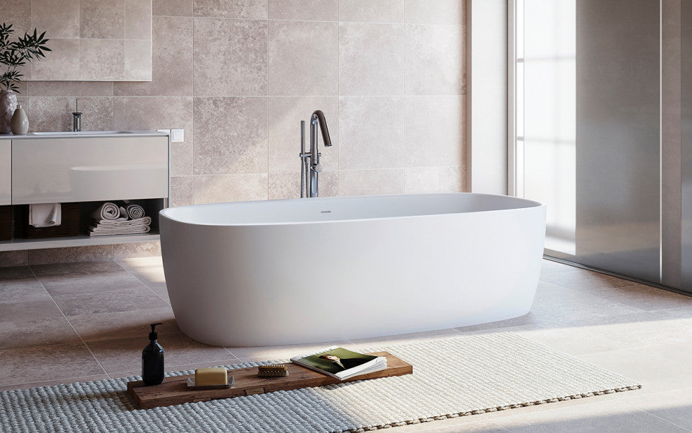 Aquatica Coletta White Freestanding Solid Surface Bathtub
