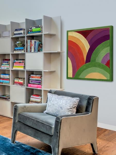 "Rainbow Bunch" Painting Print on Wrapped Canvas, 18"x18"