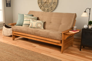 Mesa Frame Futon With Butternut Finish, Butternut, Suede Peat