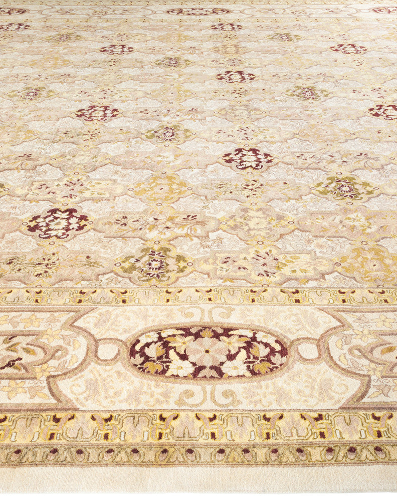 Eclectic, One-of-a-Kind Hand-Knotted Area Rug Ivory, 11' 10" x 17' 10"