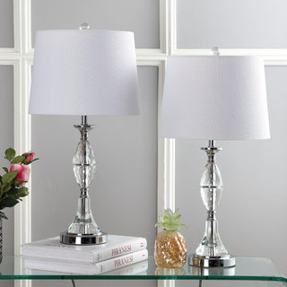 Reid 25.5" Crystal Table Lamp, Chrome, Set of 2