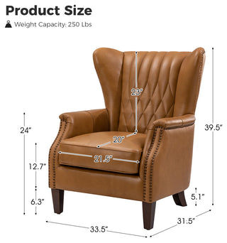 Genuine Leather Armchair, Set of 2, Camel