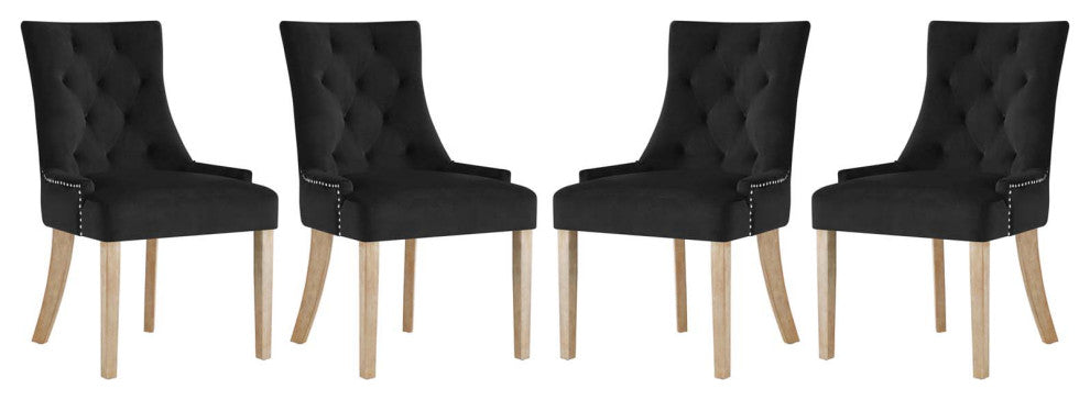 Black Pose Dining Chair Performance Velvet Set of 4