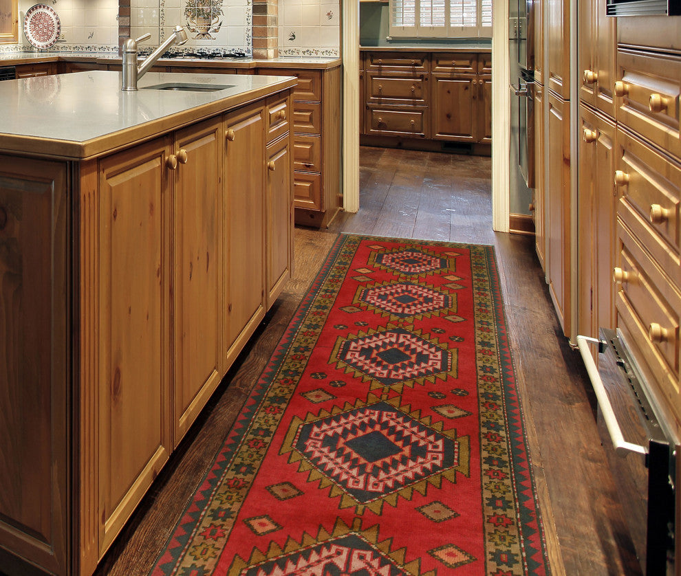 Fine Vintage Distressed Imad Red/Beige Runner, 3'3x9'3