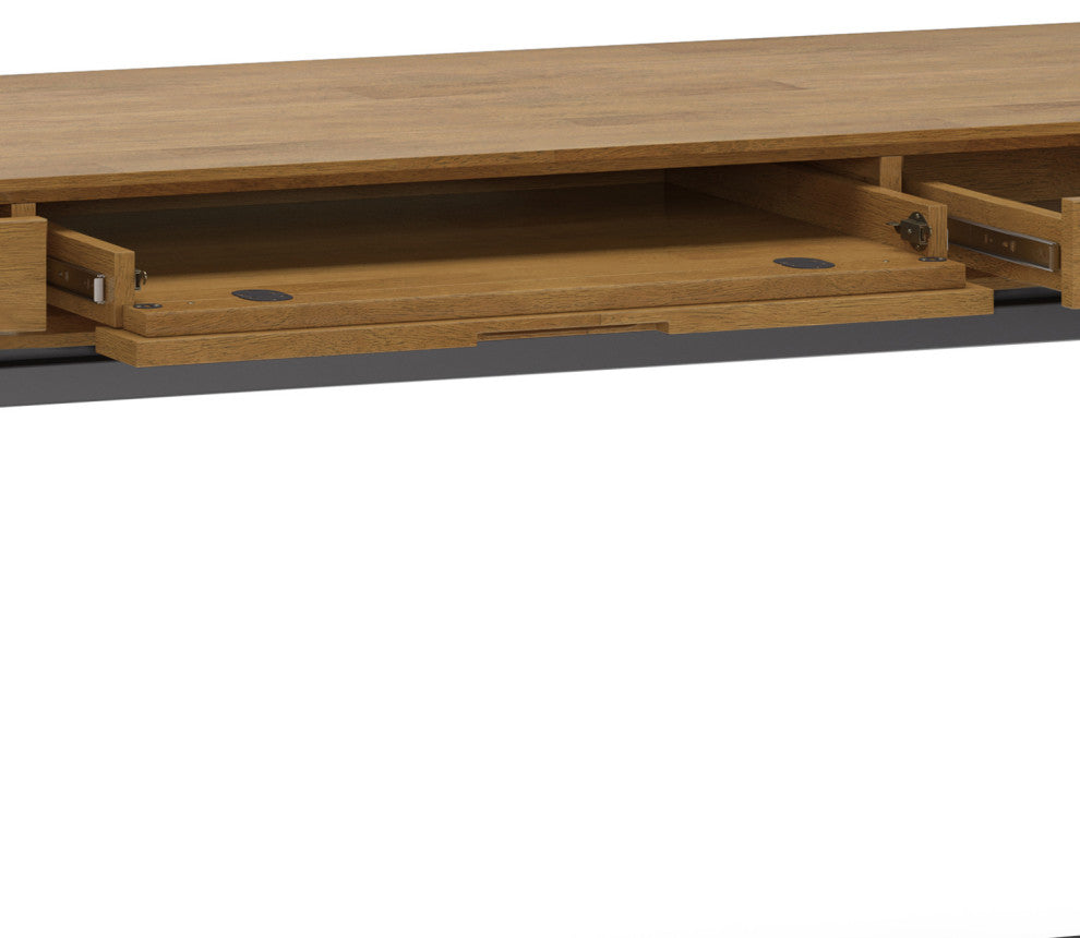 Banting Solid Hardwood Mid Century Wide Desk, Medium Saddle Brown