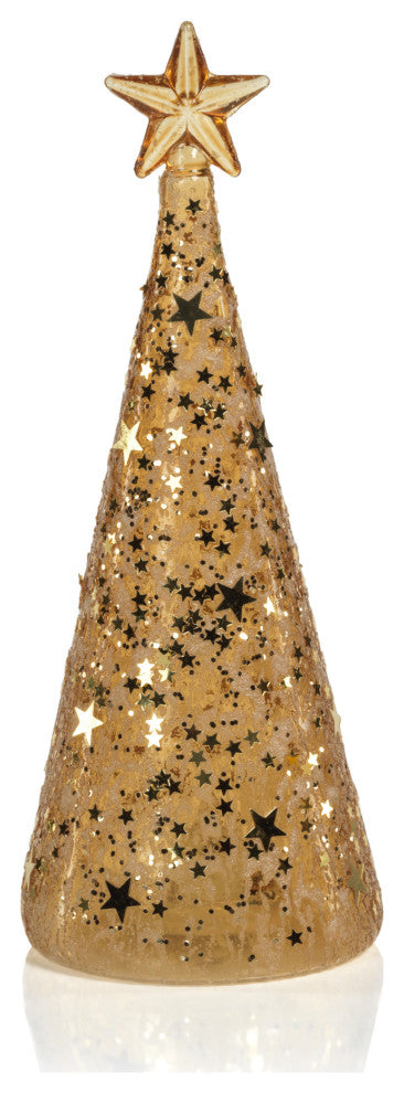 Twinkle LED Deco Gold Christmas Trees, Set of 3, 3" X 7.75"