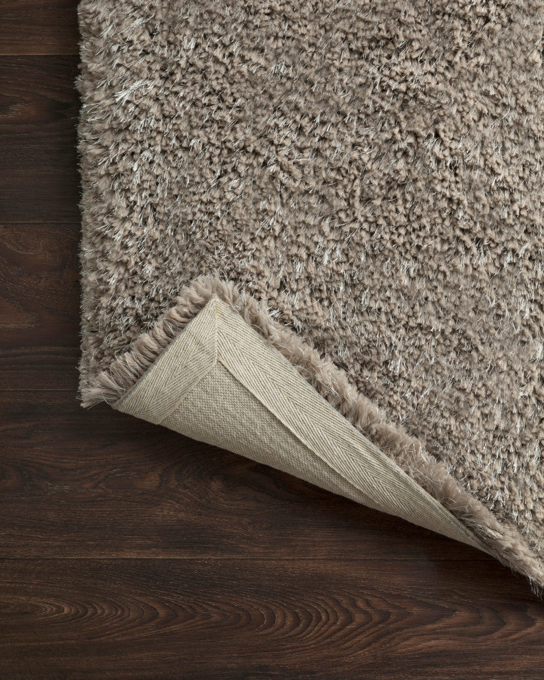 Hand Tufted Polyester Mila Shag Area Rug by Loloi II, Taupe, 2'3"x3'9"