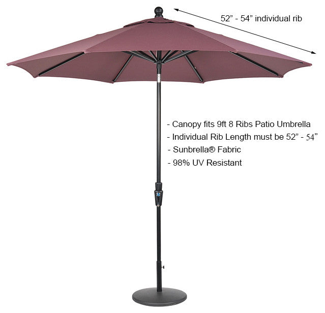 9' Round Universal Sunbrella Replacement Canopy, Jockey Red