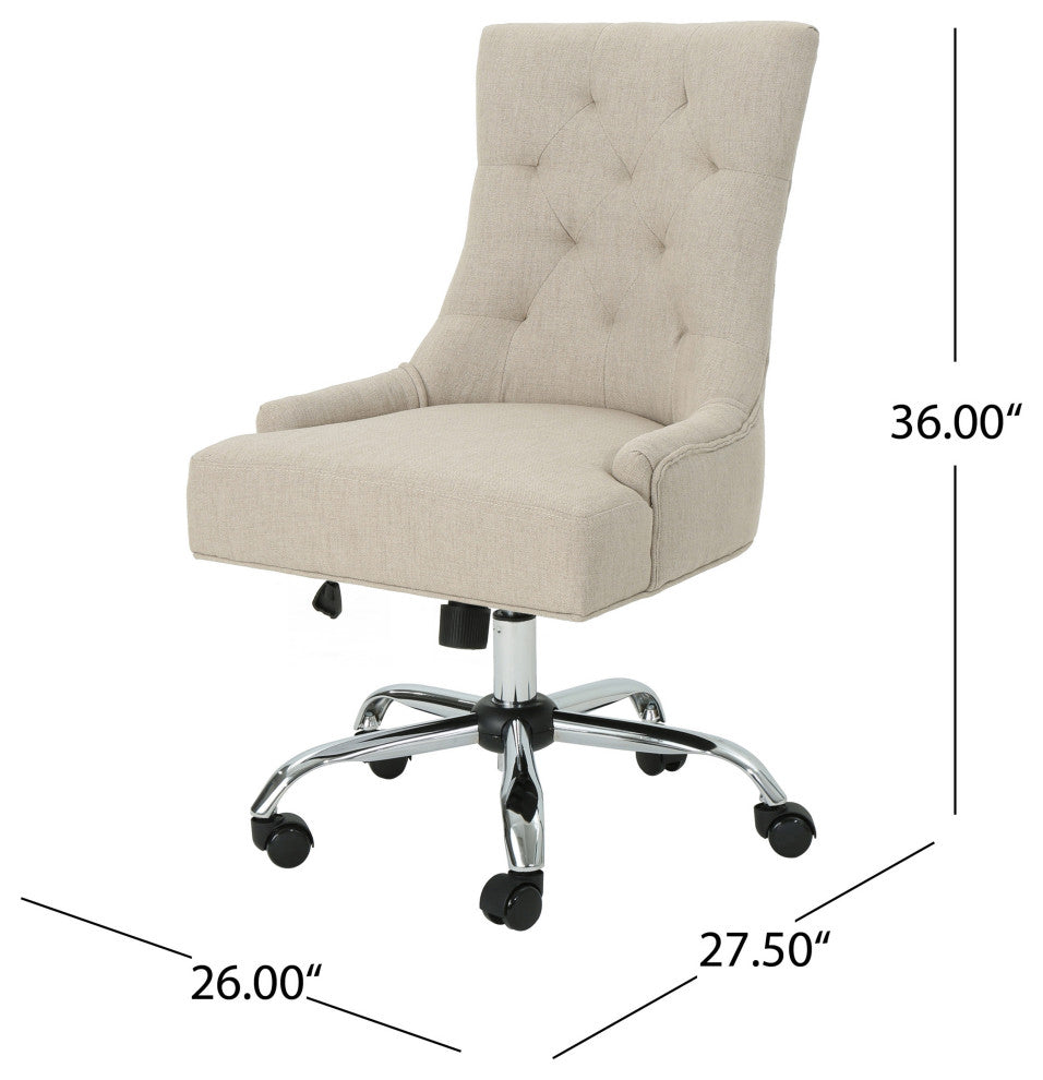 GDF Studio Bagnold Home Office Fabric Desk Chair, Wheat/Chrome