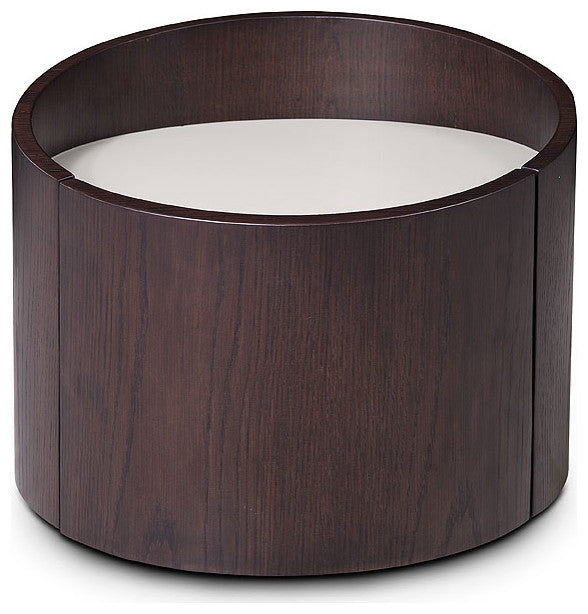 21" Round Modern Brown Oak Finish End Table