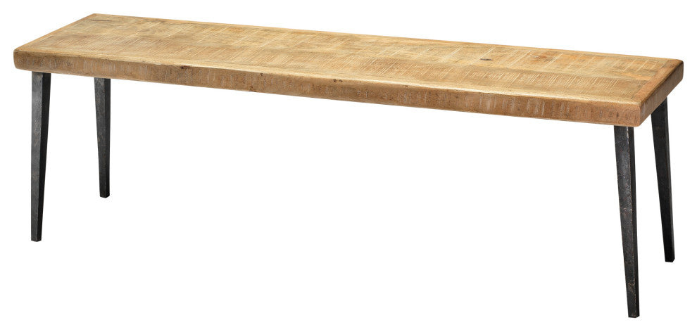 Rustic Minimalist Wood Iron 57" Bench Dining Table Seat Long Natural Classic