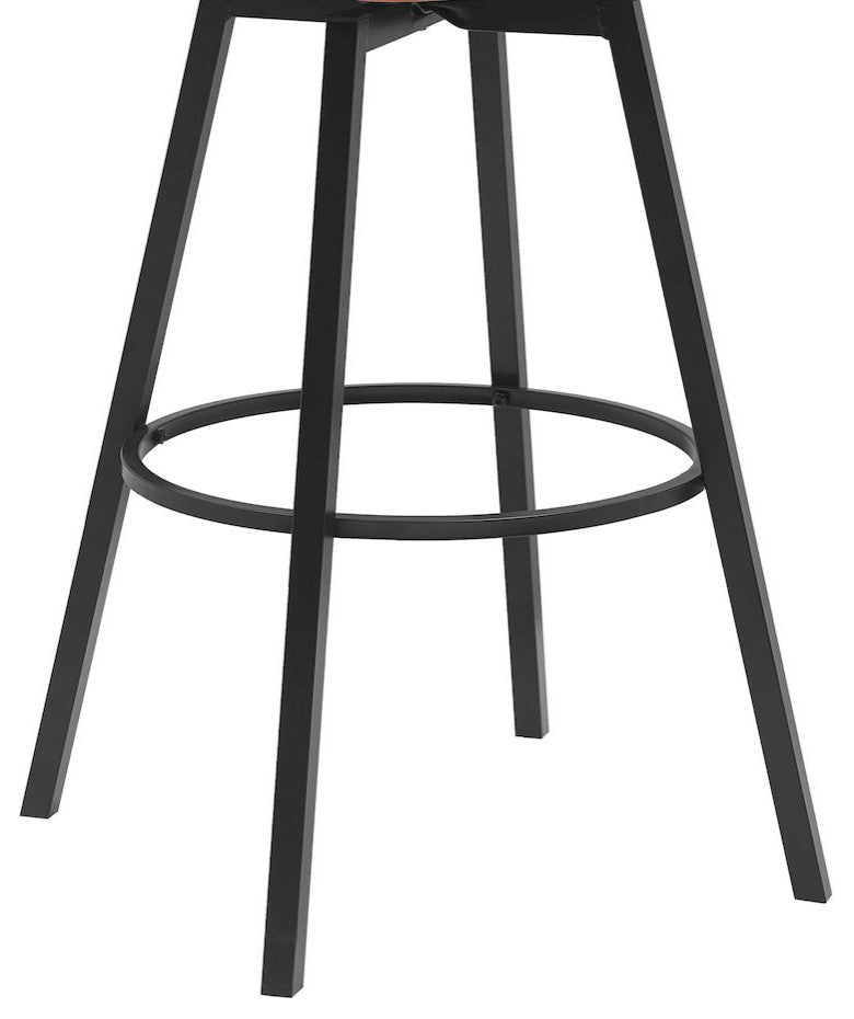 Athena Upholstered Wood Swivel Bar or Counter Stool with Black Metal