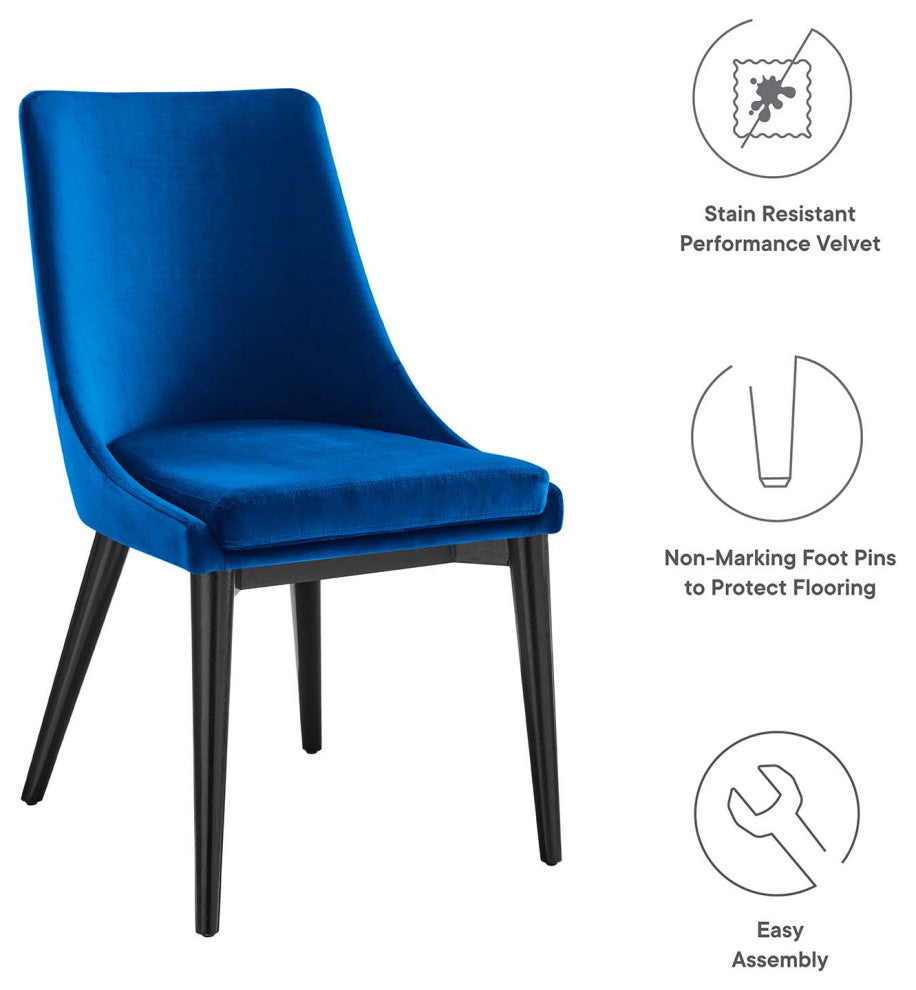 Viscount Accent Performance Velvet Dining Chairs, Set of 2, Navy