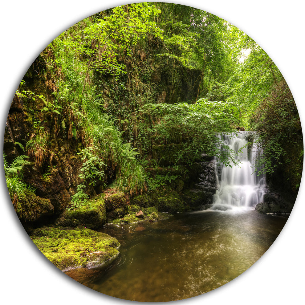 Water Flowing Over Rocks, Landscape Photo Disc Metal Wall Art, 36"