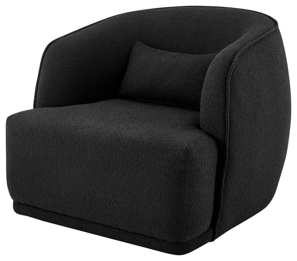Steward Fabric Swivel Accent Chair, Black