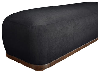 Calum Upholstered Bench, Black, Chenille Fabric, Brown Walnut Finish