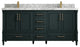 Aberdeen 72 Double Sink Bath Vanity in Dark Forest Green 2" Carrara Marble
