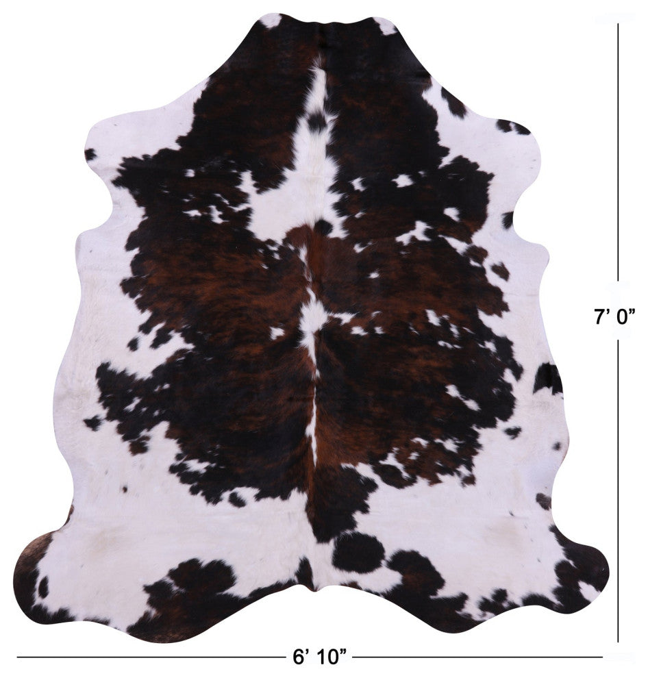 7' 0" X 6' 10" Tricolor Natural Cowhide Rug C2286