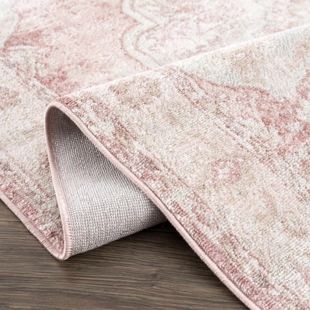 Hauteloom Kandos Area Rug, Plum/Pale Pink/Cream, 7'10" Square