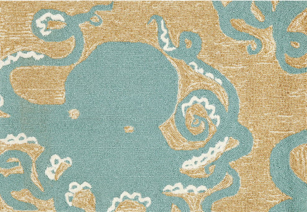 Frontporch Octopus Indoor/Outdoor Rug Aqua 2'6x4'