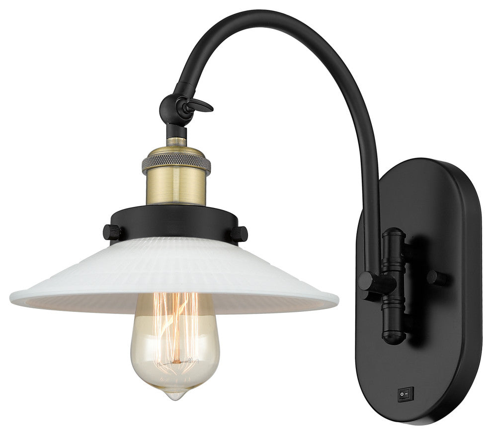 Innovations 918-1W-BAB-G1-LED Halophane 1 Light Sconce, Black Antique Brass