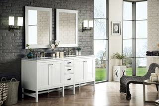 Addison 72" Double Vanity, Glossy White, w/ 3 CM Arctic Fall Solid Surface Top