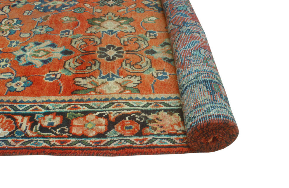 Fine Vintage Distressed Libby Rust/Charcoal Runner, 4'2x9'10