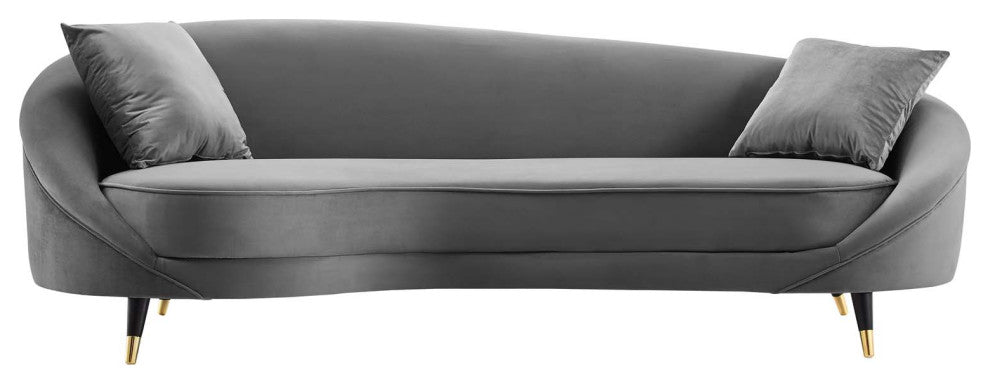 Sofa, Velvet, Gray, Modern, Living Lounge Room Hotel Lobby Hospitality