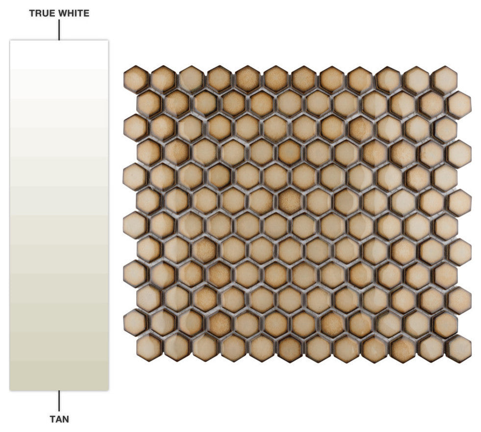 Hudson 1" Hex Caffe Porcelain Floor and Wall Tile