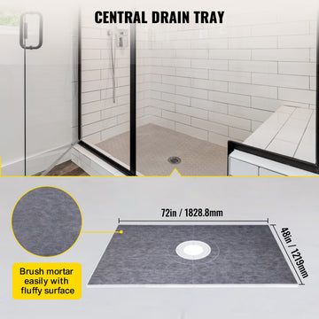 VEVOR Shower Curb Kit Watertight Shower Pan, 48x72 Inch