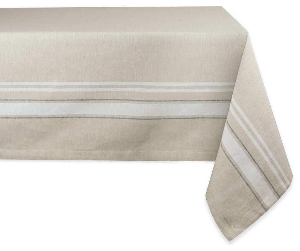 DII White French Stripe Tablecloth 60"x104"