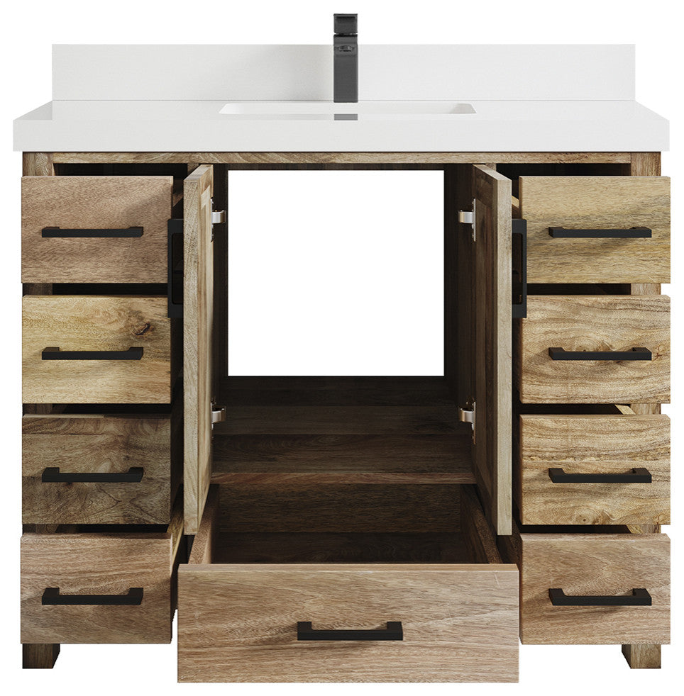Malibu Mango 42 Single Sink Bath Vanity in Natural 2" White Quartz