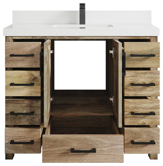 Malibu Mango 42 Single Sink Bath Vanity in Natural 2" White Quartz