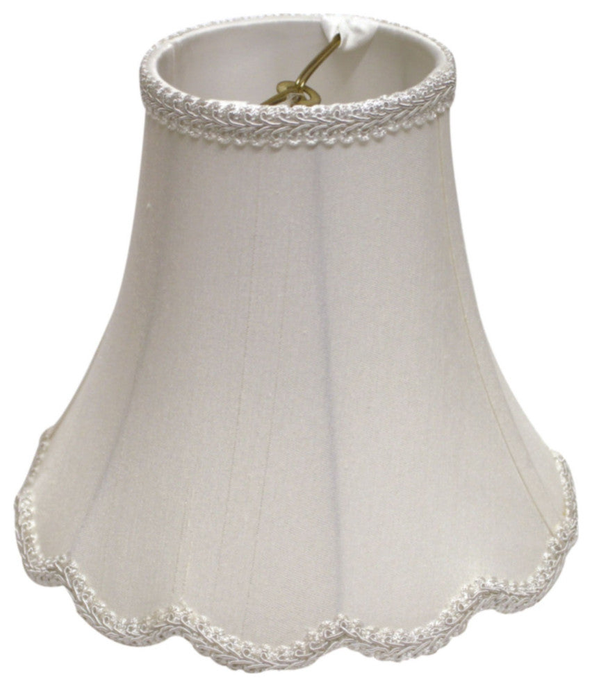 14" White Slanted Scallop Bell Monay Shantung Lampshade