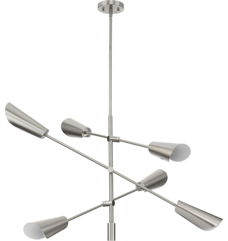 Cornett Collection 6-Light Contemporary Chandelier, Brushed Nickel